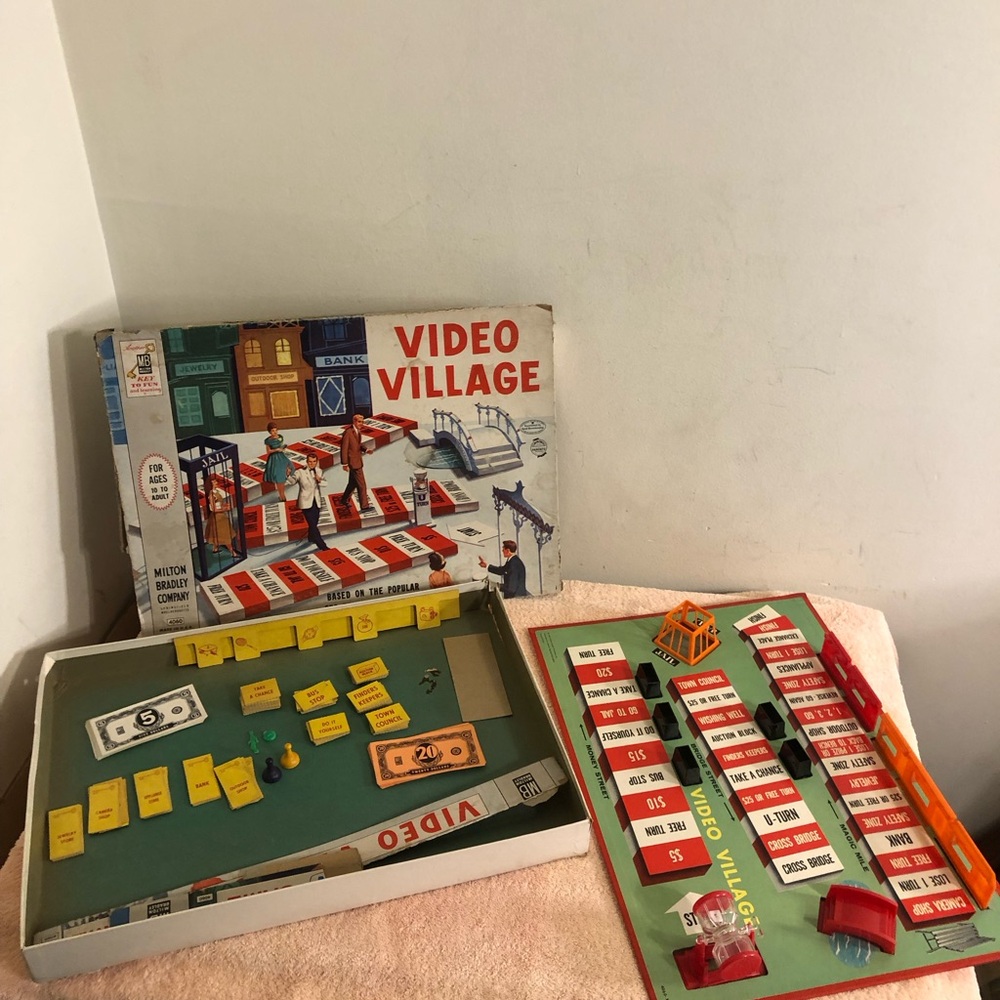 Vintage 1960 Milton Bradley Video Village Board Game Near Complete #4060
